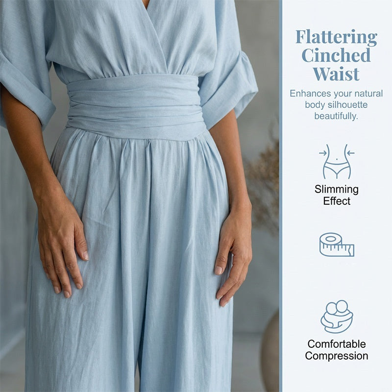 👗✨Uanstrengt eleganse – Jumpsuit for damer med V-hals, høy midje og vid ben💫